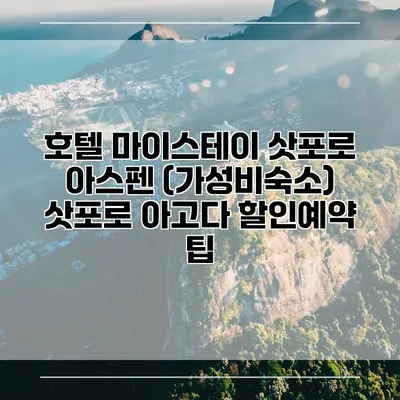 호텔 마이스테이 삿포로 아스펜 (가성비숙소) 삿포로 아고다 할인예약 팁