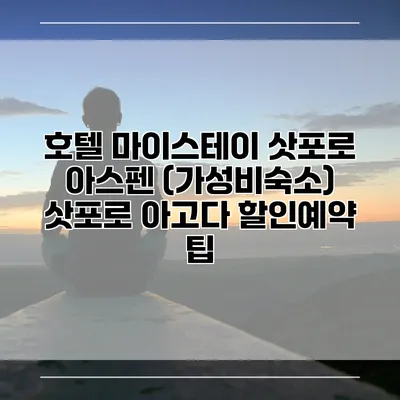 호텔 마이스테이 삿포로 아스펜 (가성비숙소) 삿포로 아고다 할인예약 팁