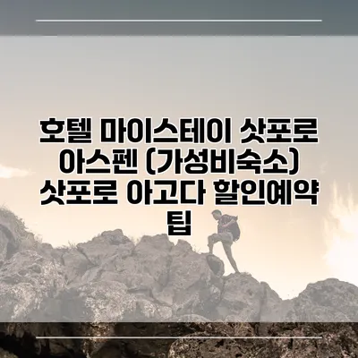 호텔 마이스테이 삿포로 아스펜 (가성비숙소) 삿포로 아고다 할인예약 팁