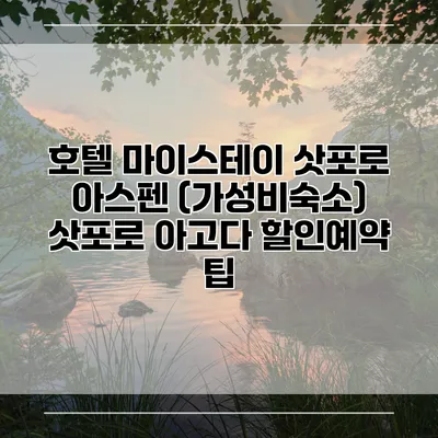 호텔 마이스테이 삿포로 아스펜 (가성비숙소) 삿포로 아고다 할인예약 팁