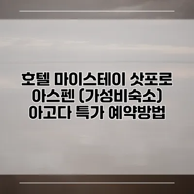 호텔 마이스테이 삿포로 아스펜 (가성비숙소) 아고다 특가 예약방법