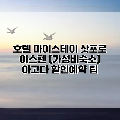 호텔 마이스테이 삿포로 아스펜 (가성비숙소) 아고다 할인예약 팁