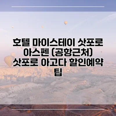 호텔 마이스테이 삿포로 아스펜 (공항근처) 삿포로 아고다 할인예약 팁