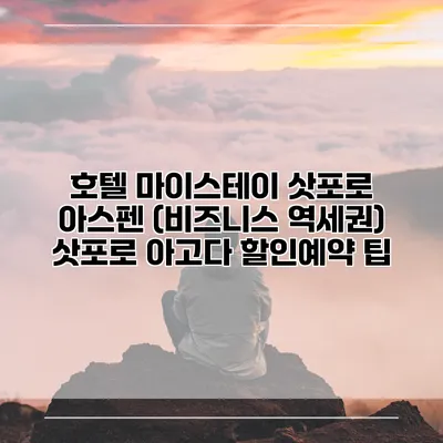 호텔 마이스테이 삿포로 아스펜 (비즈니스 역세권) 삿포로 아고다 할인예약 팁