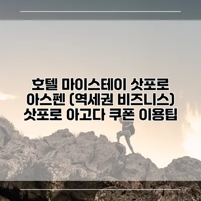 호텔 마이스테이 삿포로 아스펜 (역세권 비즈니스) 삿포로 아고다 쿠폰 이용팁