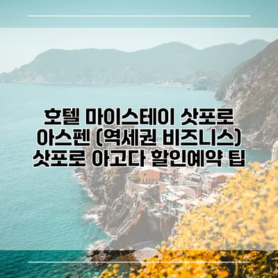 호텔 마이스테이 삿포로 아스펜 (역세권 비즈니스) 삿포로 아고다 할인예약 팁