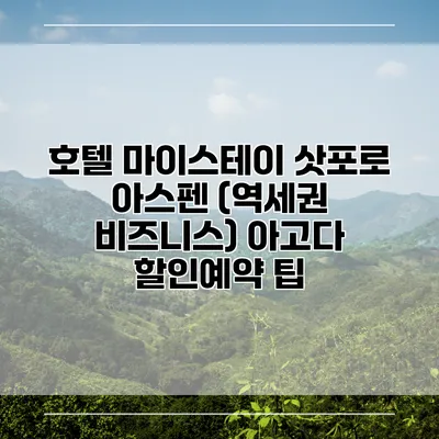 호텔 마이스테이 삿포로 아스펜 (역세권 비즈니스) 아고다 할인예약 팁