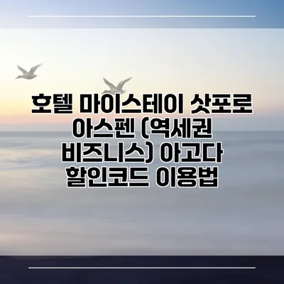 호텔 마이스테이 삿포로 아스펜 (역세권 비즈니스) 아고다 할인코드 이용법