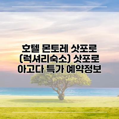호텔 몬토레 삿포로 (럭셔리숙소) 삿포로 아고다 특가 예약정보