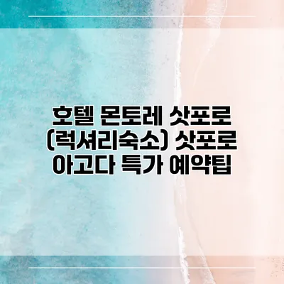 호텔 몬토레 삿포로 (럭셔리숙소) 삿포로 아고다 특가 예약팁
