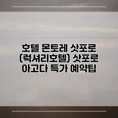 호텔 몬토레 삿포로 (럭셔리호텔) 삿포로 아고다 특가 예약팁