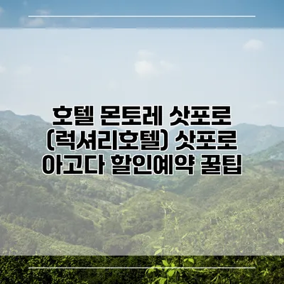 호텔 몬토레 삿포로 (럭셔리호텔) 삿포로 아고다 할인예약 꿀팁