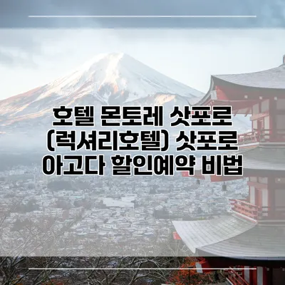 호텔 몬토레 삿포로 (럭셔리호텔) 삿포로 아고다 할인예약 비법