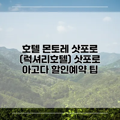 호텔 몬토레 삿포로 (럭셔리호텔) 삿포로 아고다 할인예약 팁