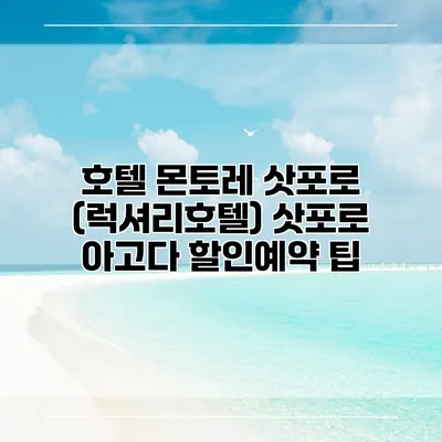 호텔 몬토레 삿포로 (럭셔리호텔) 삿포로 아고다 할인예약 팁