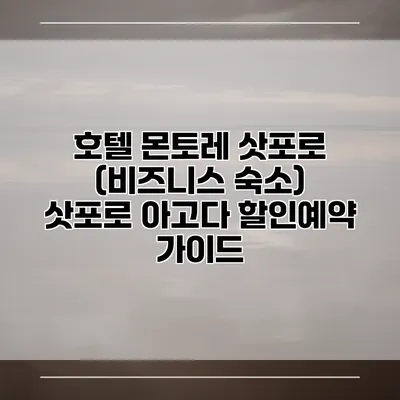 호텔 몬토레 삿포로 (비즈니스 숙소) 삿포로 아고다 할인예약 가이드
