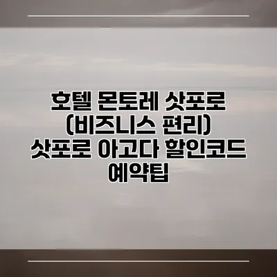호텔 몬토레 삿포로 (비즈니스 편리) 삿포로 아고다 할인코드 예약팁