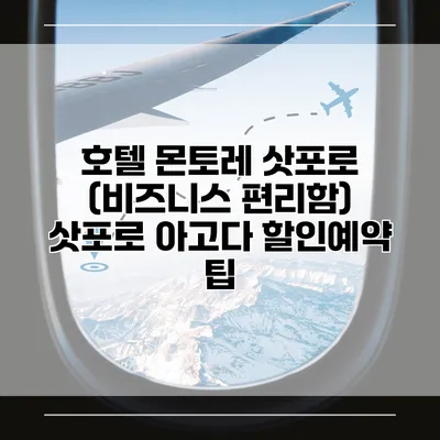 호텔 몬토레 삿포로 (비즈니스 편리함) 삿포로 아고다 할인예약 팁