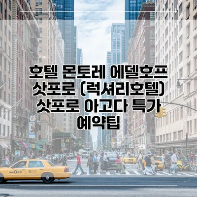 호텔 몬토레 에델호프 삿포로 (럭셔리호텔) 삿포로 아고다 특가 예약팁