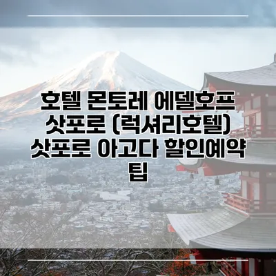 호텔 몬토레 에델호프 삿포로 (럭셔리호텔) 삿포로 아고다 할인예약 팁