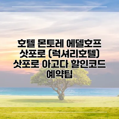 호텔 몬토레 에델호프 삿포로 (럭셔리호텔) 삿포로 아고다 할인코드 예약팁