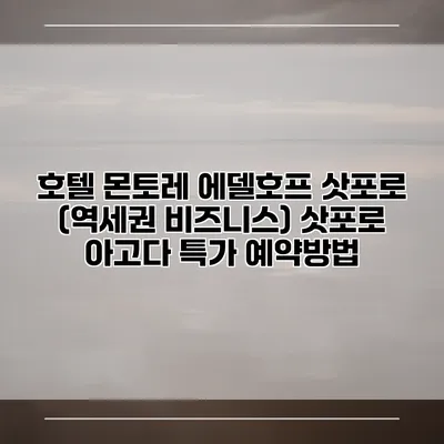 호텔 몬토레 에델호프 삿포로 (역세권 비즈니스) 삿포로 아고다 특가 예약방법