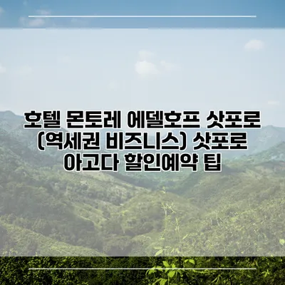 호텔 몬토레 에델호프 삿포로 (역세권 비즈니스) 삿포로 아고다 할인예약 팁