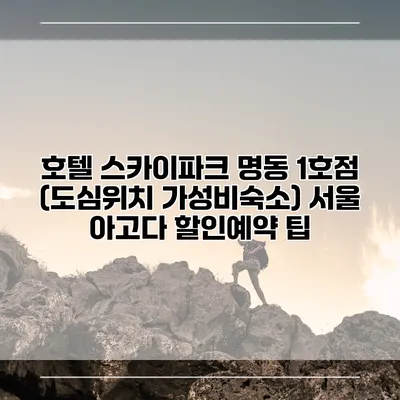 호텔 스카이파크 명동 1호점 (도심위치 가성비숙소) 서울 아고다 할인예약 팁