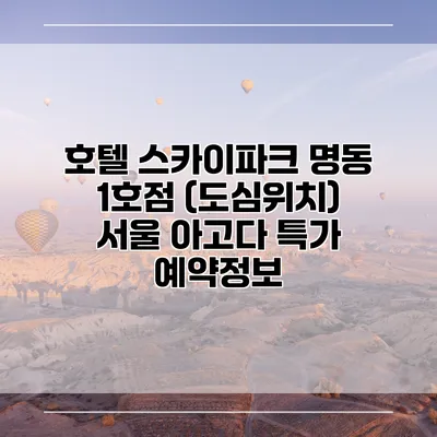 호텔 스카이파크 명동 1호점 (도심위치) 서울 아고다 특가 예약정보