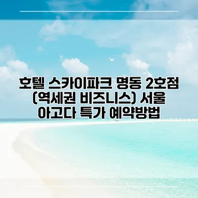 호텔 스카이파크 명동 2호점 (역세권 비즈니스) 서울 아고다 특가 예약방법