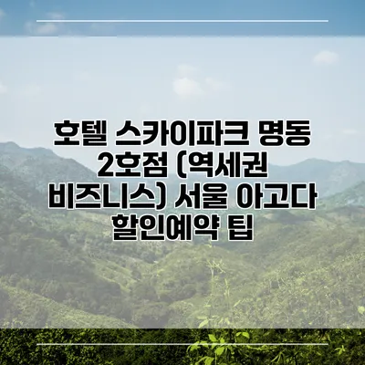 호텔 스카이파크 명동 2호점 (역세권 비즈니스) 서울 아고다 할인예약 팁