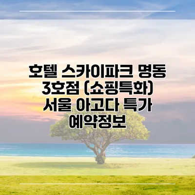 호텔 스카이파크 명동 3호점 (쇼핑특화) 서울 아고다 특가 예약정보