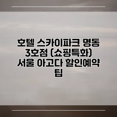 호텔 스카이파크 명동 3호점 (쇼핑특화) 서울 아고다 할인예약 팁