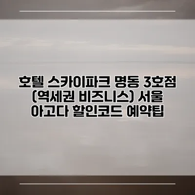호텔 스카이파크 명동 3호점 (역세권 비즈니스) 서울 아고다 할인코드 예약팁