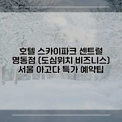 호텔 스카이파크 센트럴 명동점 (도심위치 비즈니스) 서울 아고다 특가 예약팁