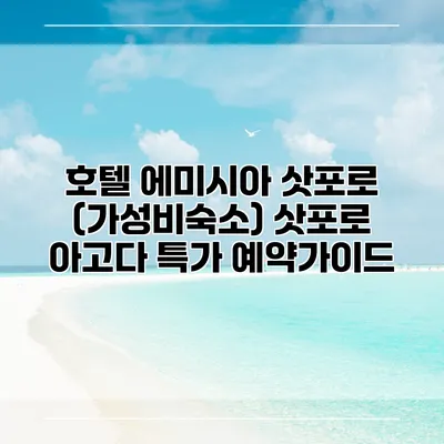 호텔 에미시아 삿포로 (가성비숙소) 삿포로 아고다 특가 예약가이드