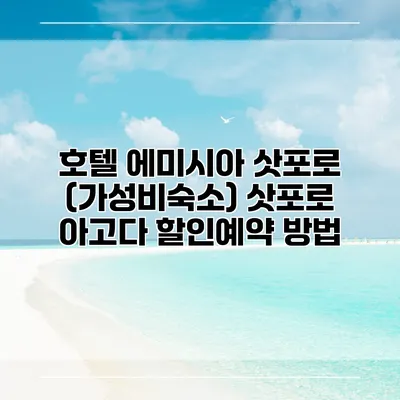 호텔 에미시아 삿포로 (가성비숙소) 삿포로 아고다 할인예약 방법