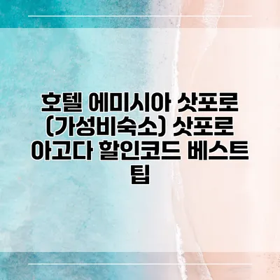 호텔 에미시아 삿포로 (가성비숙소) 삿포로 아고다 할인코드 베스트 팁