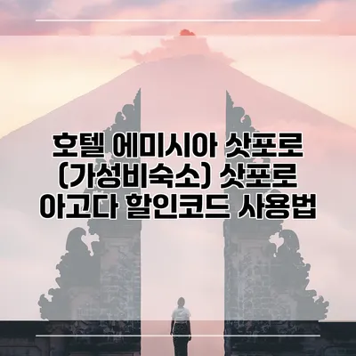 호텔 에미시아 삿포로 (가성비숙소) 삿포로 아고다 할인코드 사용법