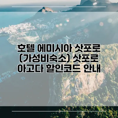 호텔 에미시아 삿포로 (가성비숙소) 삿포로 아고다 할인코드 안내