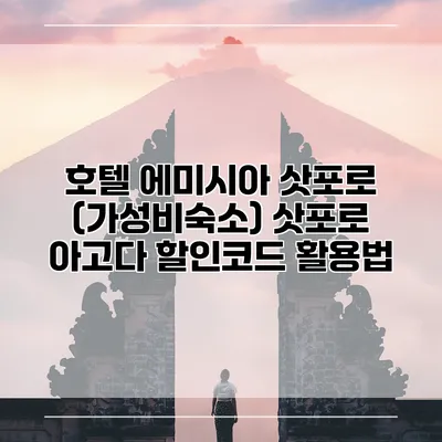호텔 에미시아 삿포로 (가성비숙소) 삿포로 아고다 할인코드 활용법