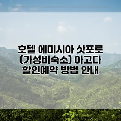 호텔 에미시아 삿포로 (가성비숙소) 아고다 할인예약 방법 안내