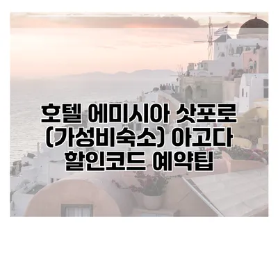 호텔 에미시아 삿포로 (가성비숙소) 아고다 할인코드 예약팁