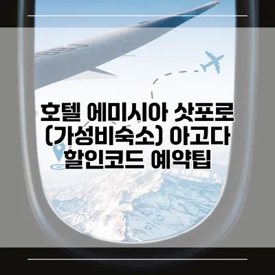 호텔 에미시아 삿포로 (가성비숙소) 아고다 할인코드 예약팁