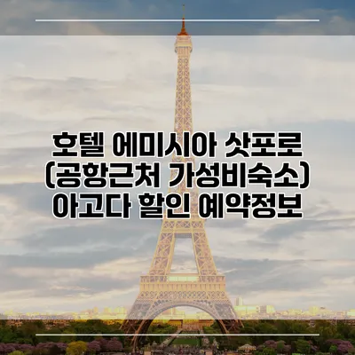 호텔 에미시아 삿포로 (공항근처 가성비숙소) 아고다 할인 예약정보