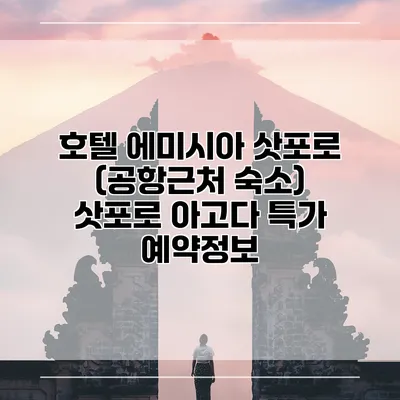 호텔 에미시아 삿포로 (공항근처 숙소) 삿포로 아고다 특가 예약정보