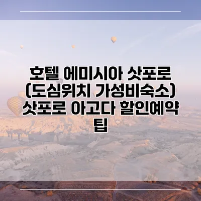 호텔 에미시아 삿포로 (도심위치 가성비숙소) 삿포로 아고다 할인예약 팁