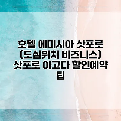 호텔 에미시아 삿포로 (도심위치 비즈니스) 삿포로 아고다 할인예약 팁