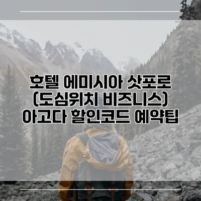 호텔 에미시아 삿포로 (도심위치 비즈니스) 아고다 할인코드 예약팁