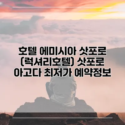 호텔 에미시아 삿포로 (럭셔리호텔) 삿포로 아고다 최저가 예약정보